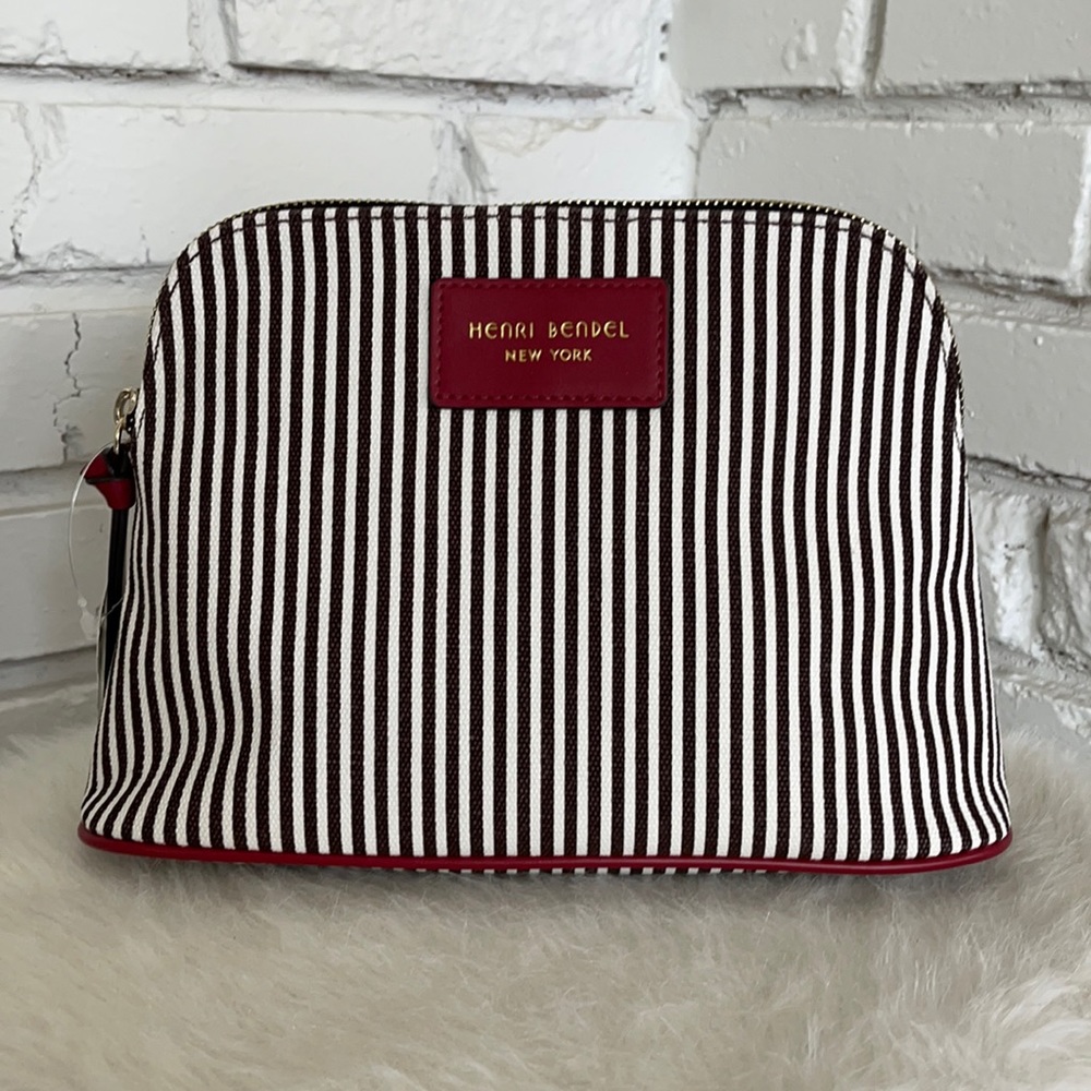 Henri Bendel Striped Canvas Large Cosmetic Bag